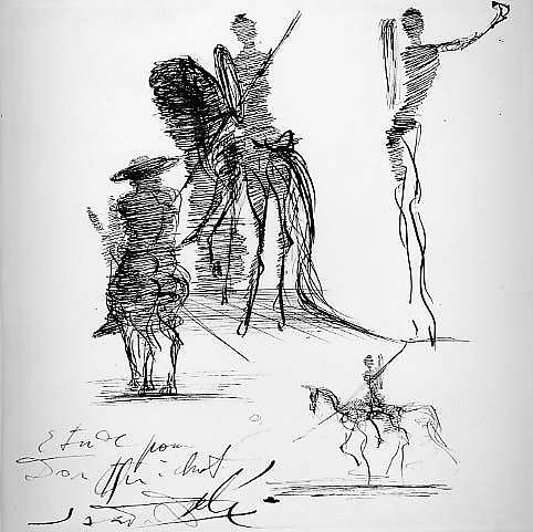 Drawing depicting Don Quixote by Salvador Dalí