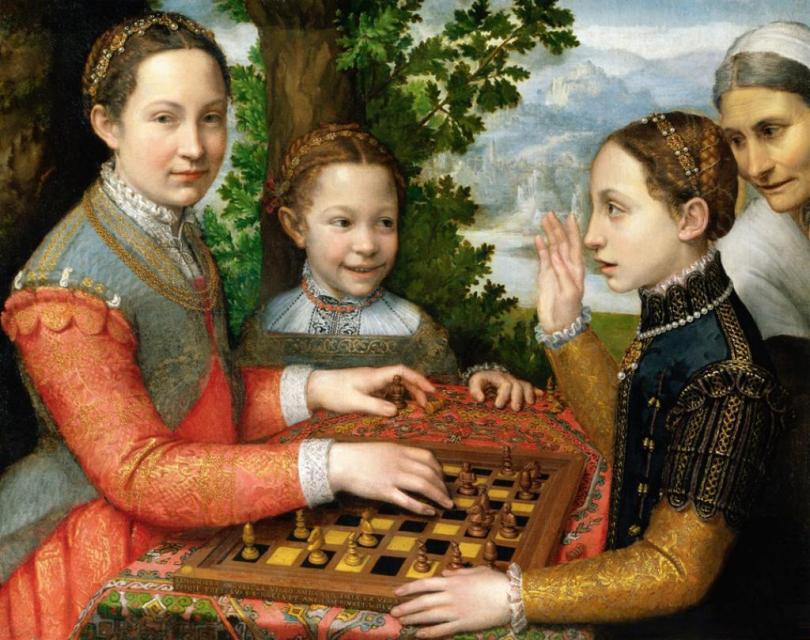 "The Chess Game" painting by Sofonisba