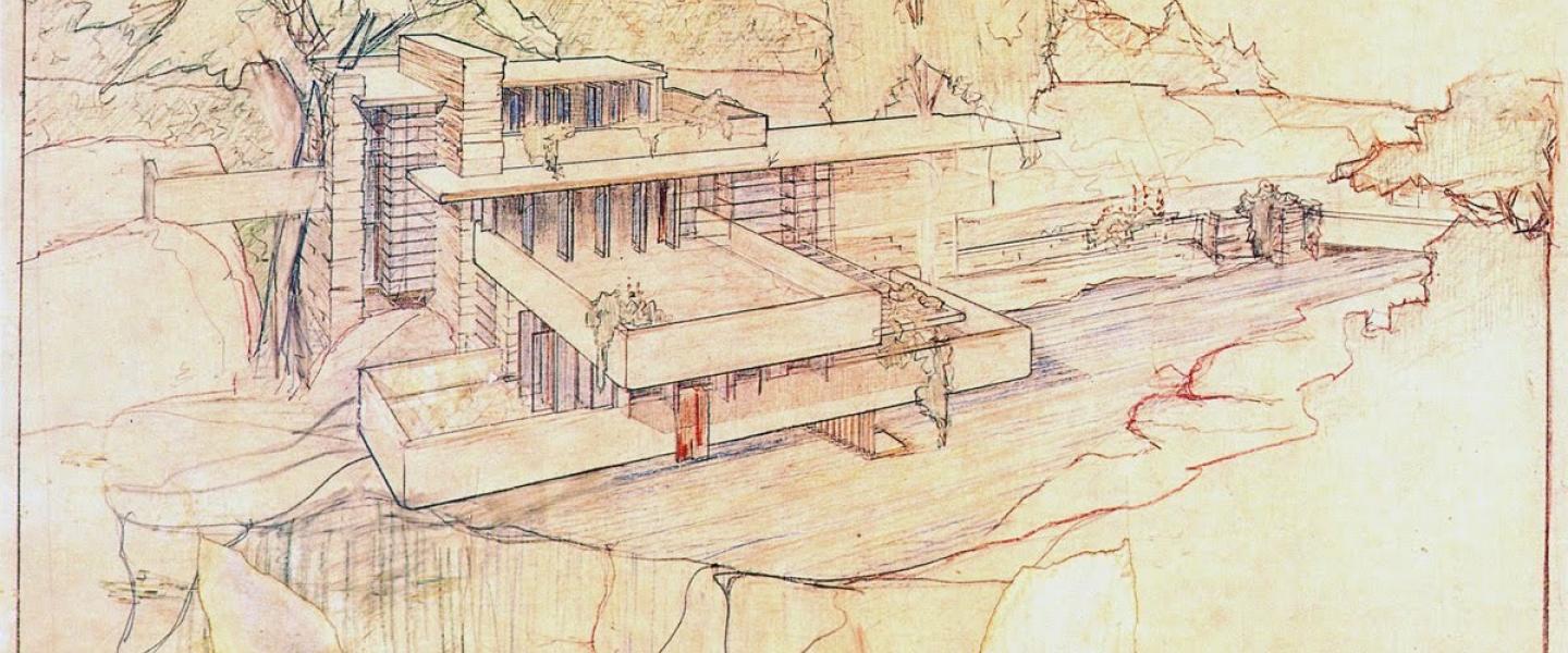 Frank Lloyd Wright architectural drawing