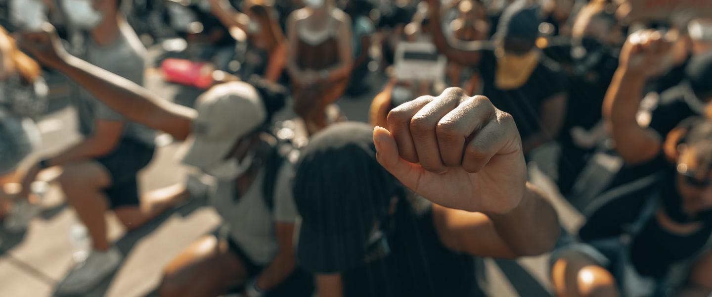 People during a peaceful protest.