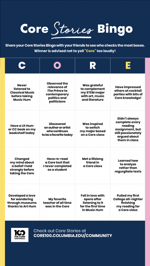 Core Stories Bingo Card
